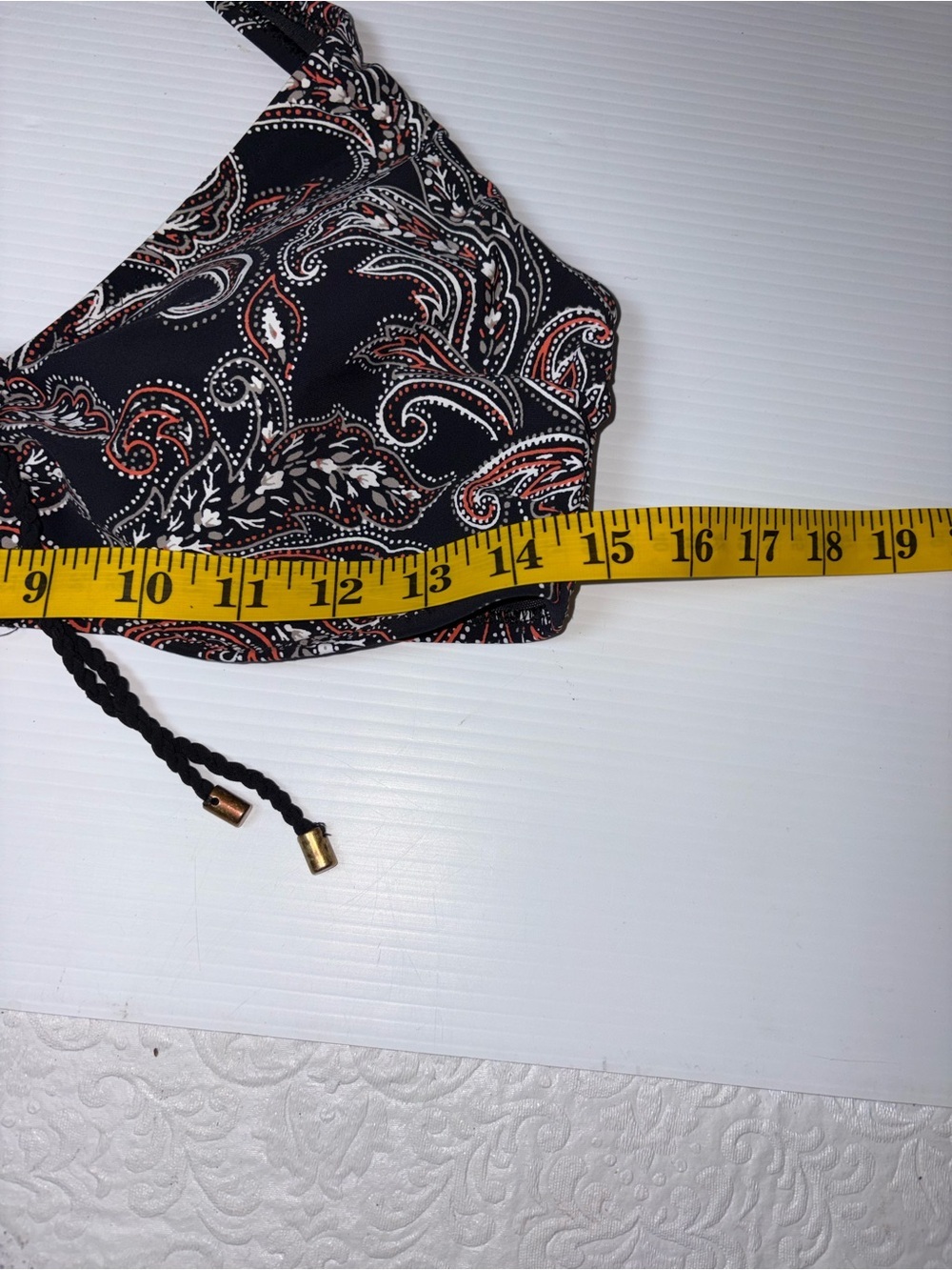 Lands' End Navy Paisley Halter Swim Top with Rust & White Accents - Picture 4 of 4